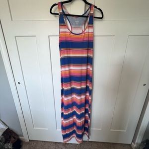 Colorful Stripe Tank Top Stretchy Maxi Dress
